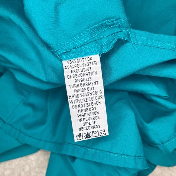 Bob Mackie Button Down Peacock Tunic Top Size 2X Slit Hem Teal/‎ Green - Picture 6 of 7